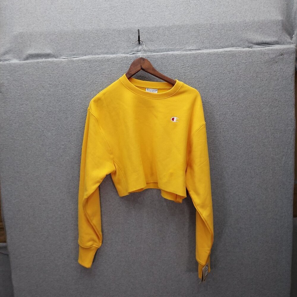 Champion Reverse Weave Cropped Sweatshirt Yellow Medium